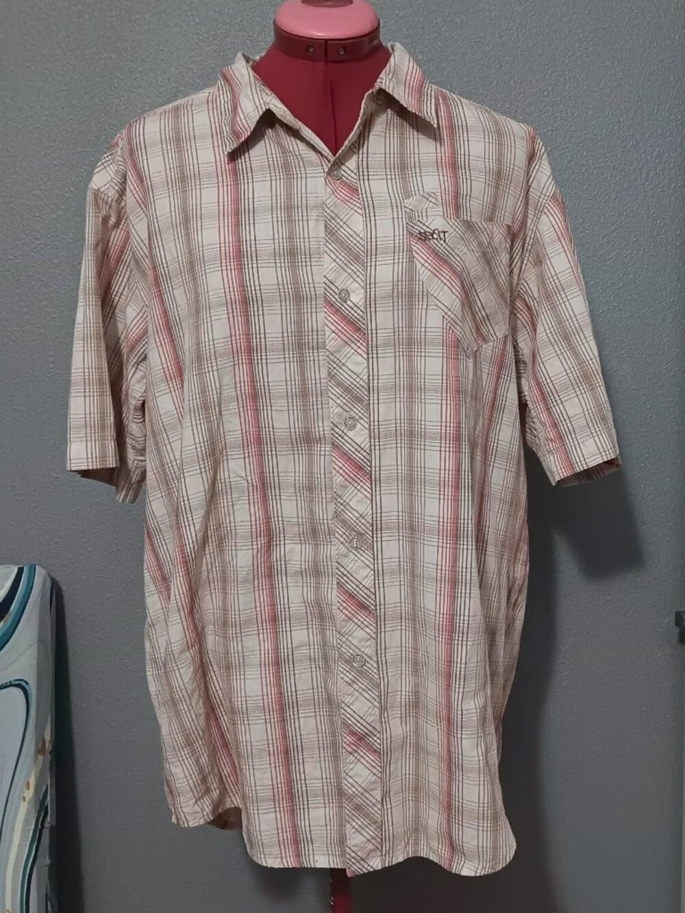 VTG Split Skateboards Men’s Plaid Button Down Shirt
